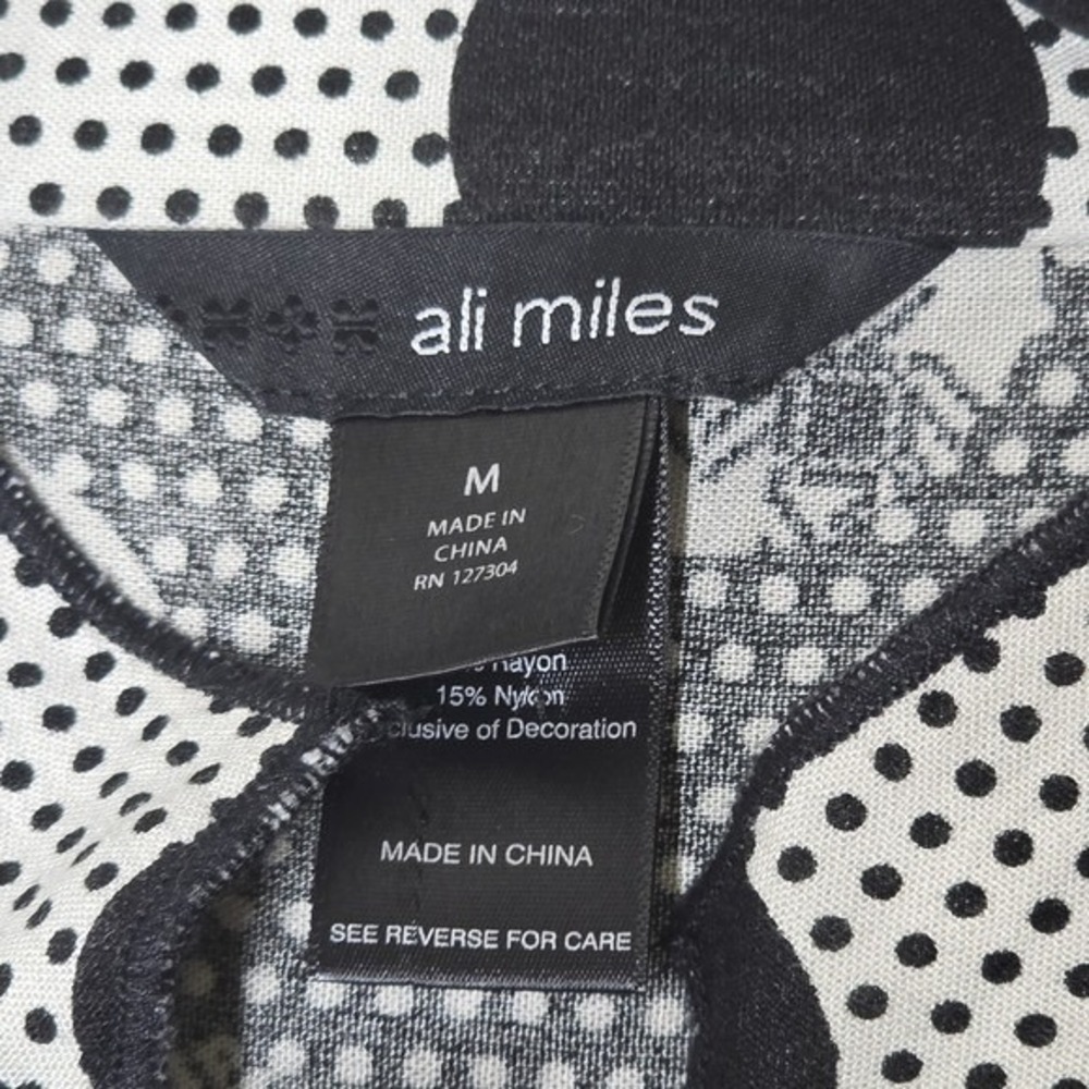 Ali Miles Polka Dot Patchwork Tunic Top Womens M … - image 2